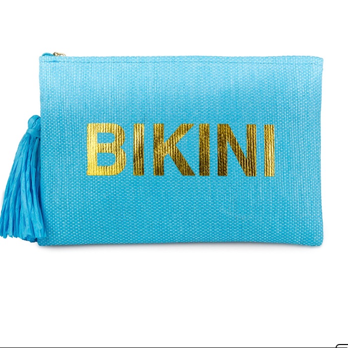 Magid ‘Bikini' Tasseled Zipped Insulated Clutch Cosmetic Tote Pouch Euc